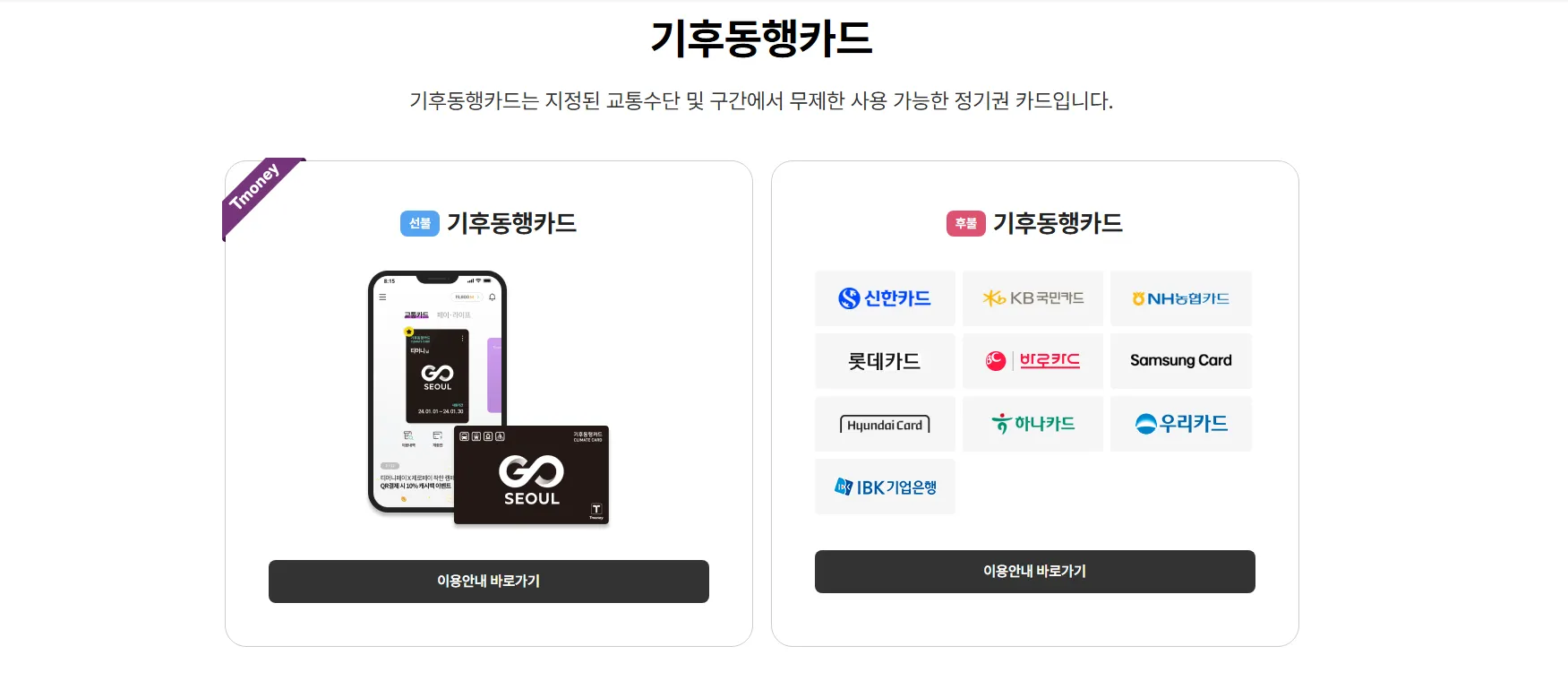 K-패스와 기후동행카드 비교 안내