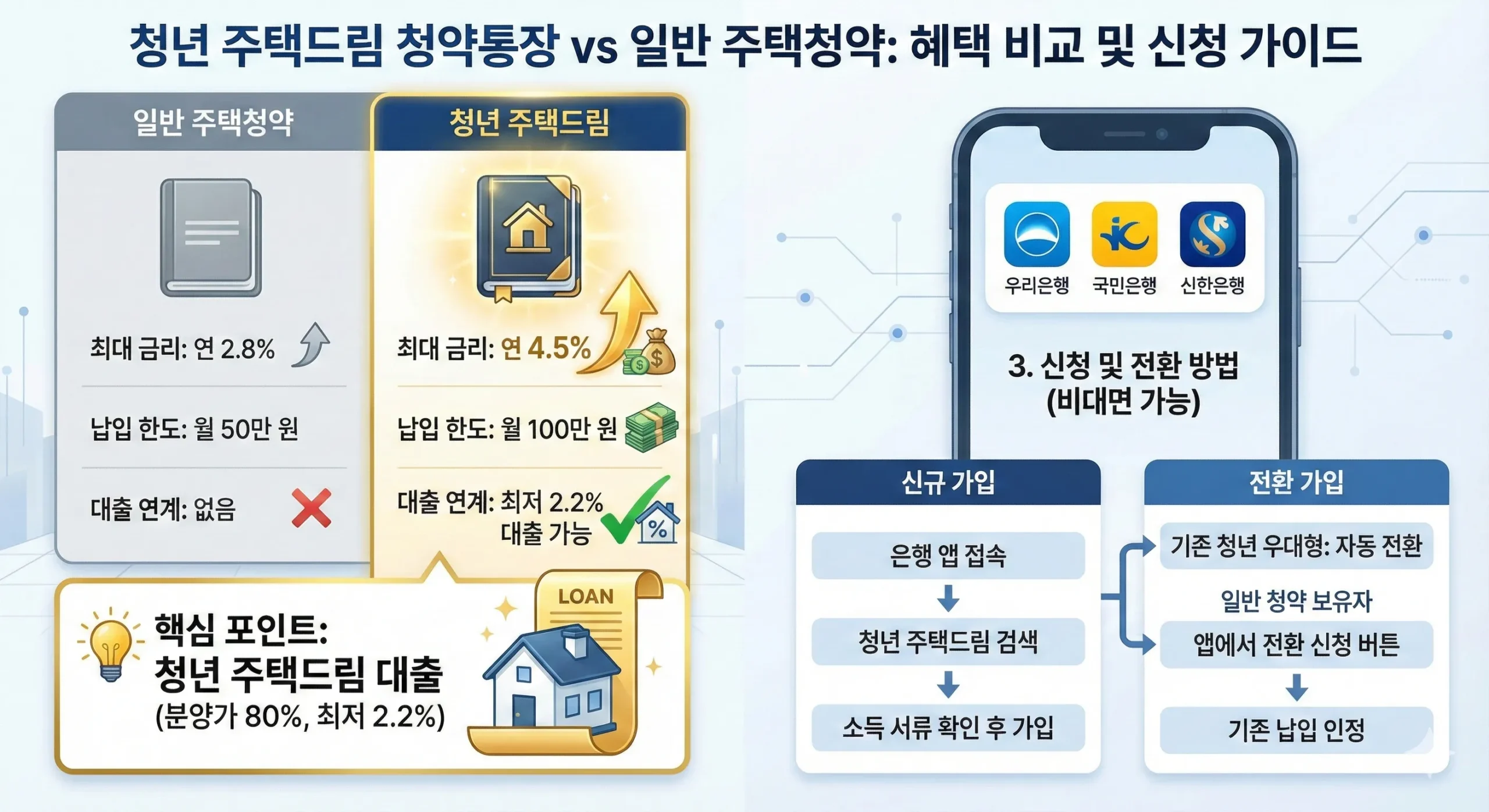 모바일 뱅킹 앱을 통한 청약통장 전환 방법